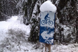 Cykla baklänges i snö
